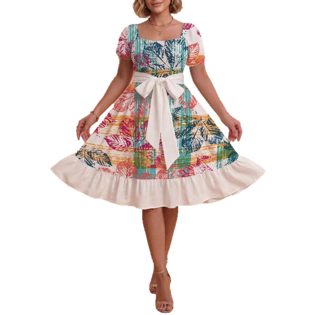 Damen Verspieltes Maxikleid mit Bärenmuster und taillierbarem Band R&B