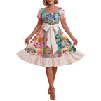 Damen Verspieltes Maxikleid mit Bärenmuster und taillierbarem Band EB