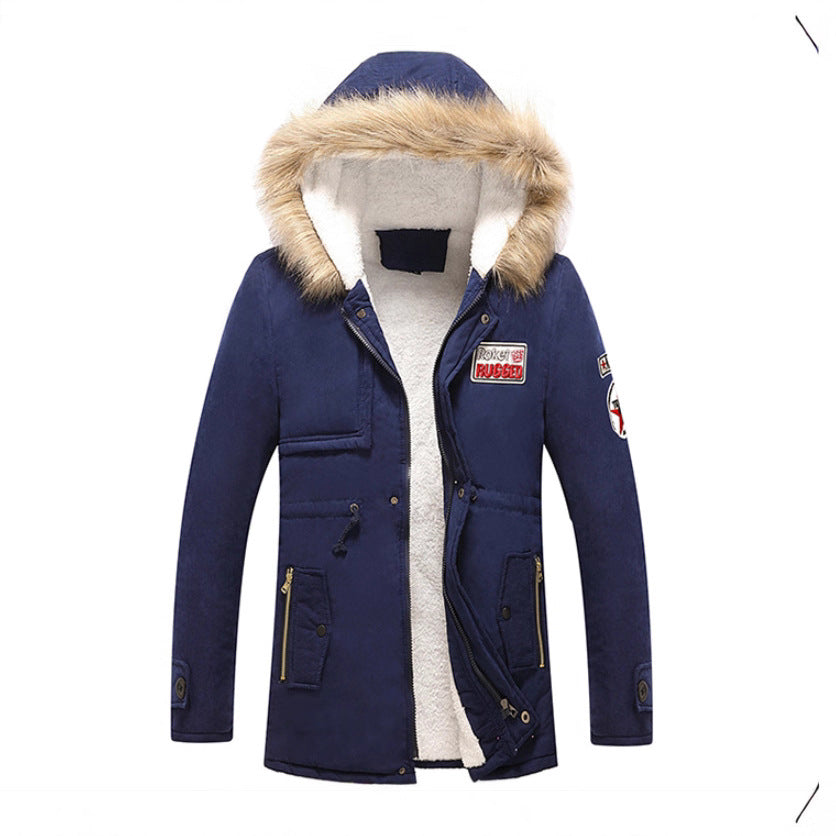 Herren modische Winterjacke mit Kunstfellkragen und praktischen Taschen R&B