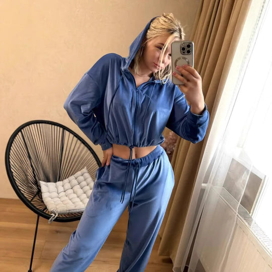 Damen Luxuriöses Velours Freizeit-Set R&B