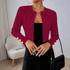 Damen Elegante Kurzjacke mit strukturiertem Design und dekorativen Knöpfen R&B