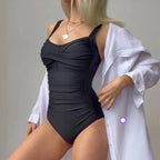Damen Einteiliger Badeanzug mit raffiniertem Rüschendesign R&B