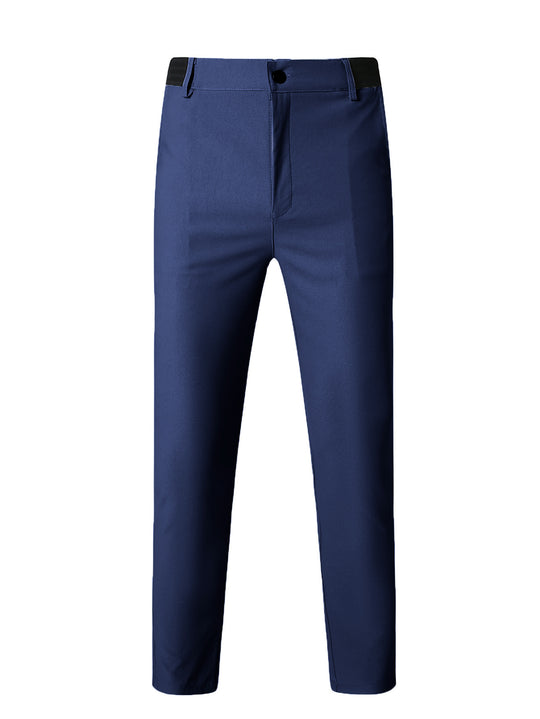 Herren elegante Slim-Fit Freizeithose mit elastischem Bund und klassischen Details R&B