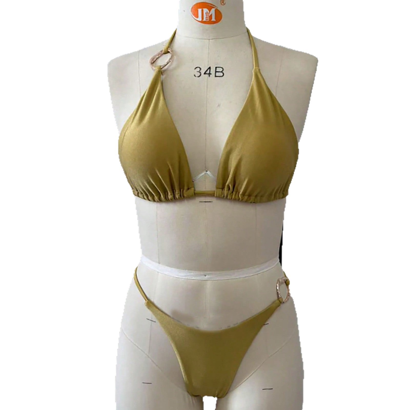 Damen Triangel-Bikini-Set mit modischen Metallringen R&B