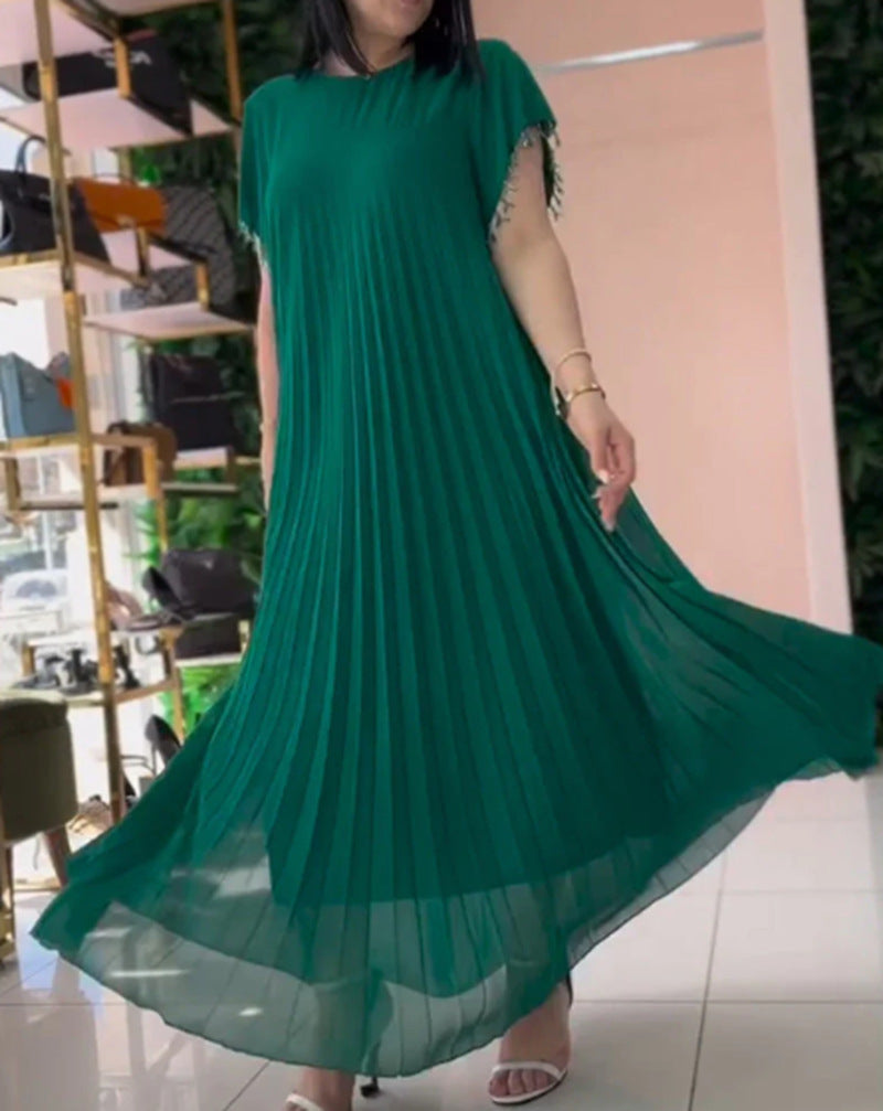 Damen Maxikleid mit elegantem Faltenwurf und raffinierten Details Heidi-Mode
