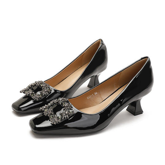 Damen elegante Pumps mit luxuriösem Schmuckdetail und komfortablem Blockabsatz R&B