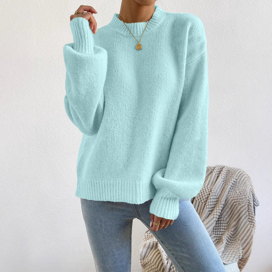 Damen Kuschelpullover mit weitem Schnitt und hochgeschlossenem Kragen R&B