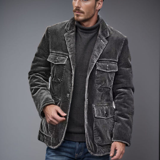 Herren modischer Cordblazer mit aufgesetzten Taschen R&B