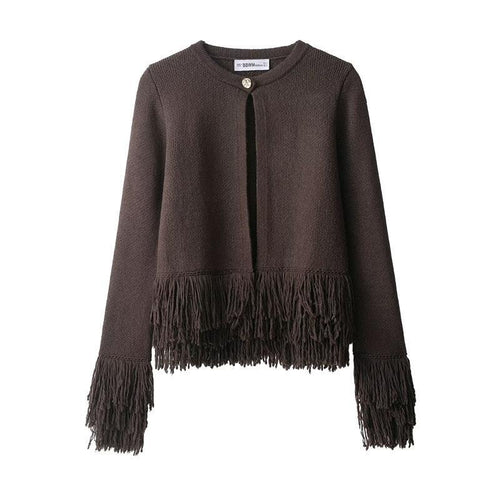 Damen Fransen Strickjacke mit exklusive Verarbeitung R&B