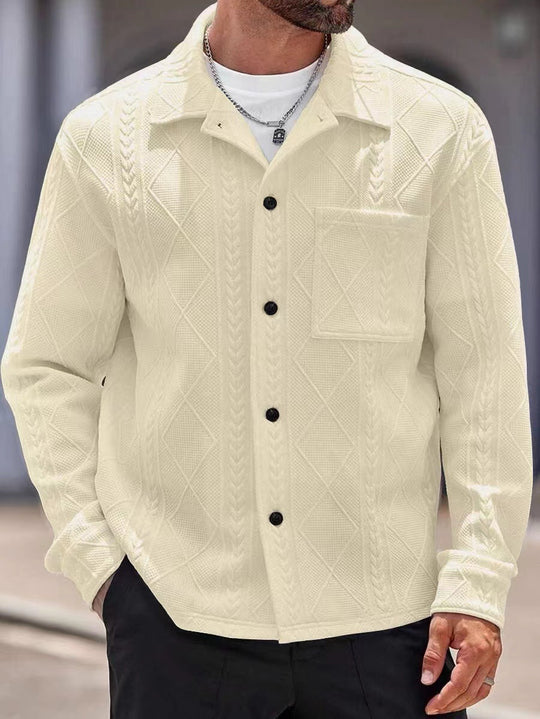 Herren Strickhemd mit modernem Design und strukturiertem Gewebe R&B