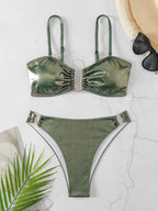 Damen Glänzender zwei-teiliger Bikini mit eleganter Verzierung R&B
