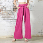 Damen Weit geschnittene Sommerhose mit hochwertigem Bund und eleganter Schleifendetail R&B