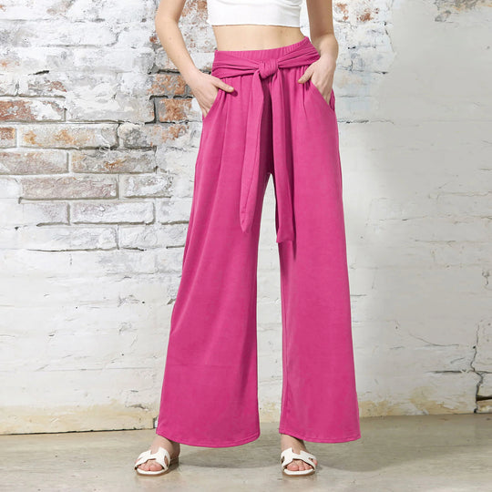 Damen Weit geschnittene Sommerhose mit hochwertigem Bund und eleganter Schleifendetail R&B