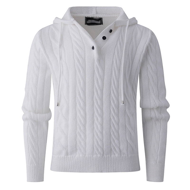 Herren Strickpullover mit Kapuze und Zopfmuster R&B