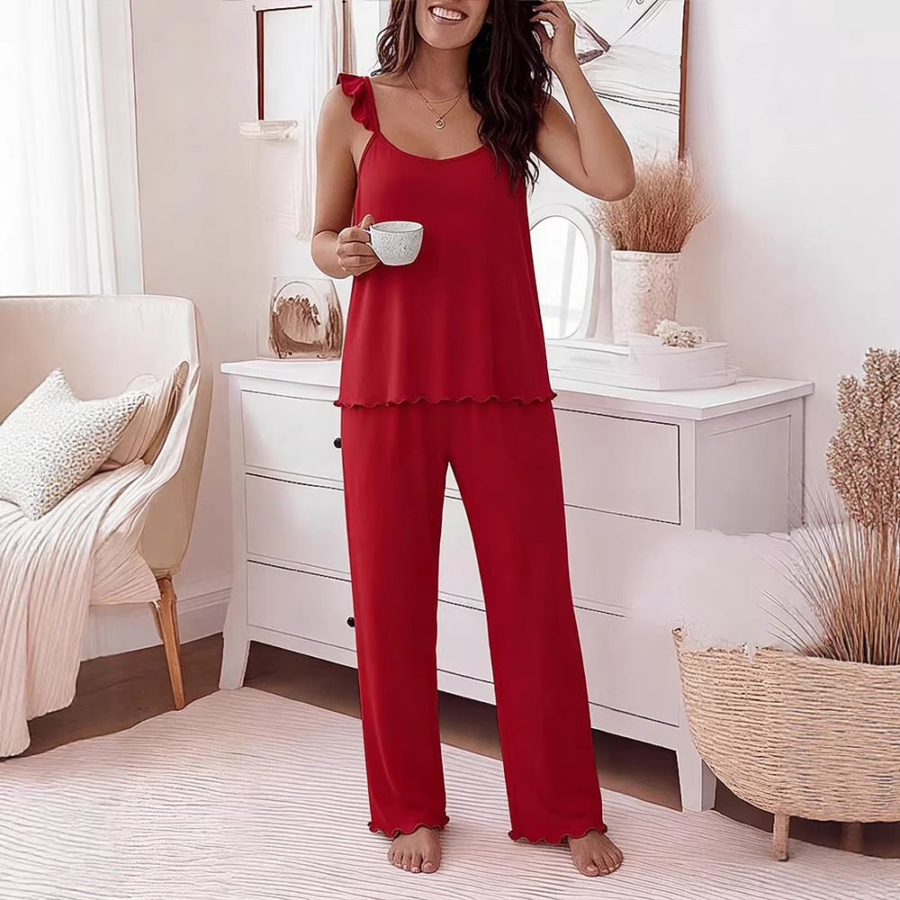 Damen Pyjama-Set mit zarten Rüschendetails und weichem Stoff R&B