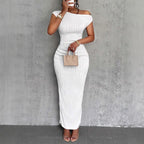 Damen Maxi-Kleid mit asymmetrischem Schnitt und elegantem Plissee R&B