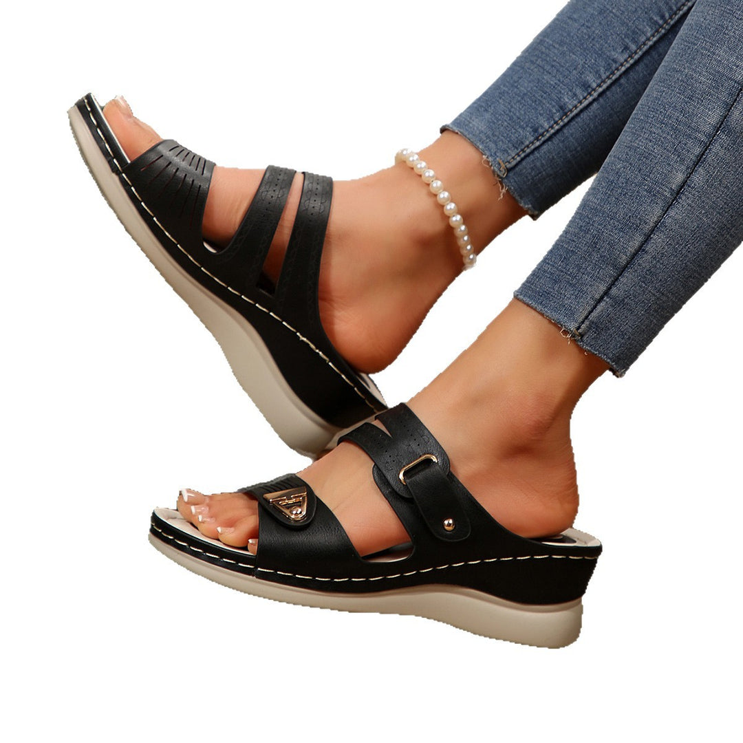 Damen bequeme Sandalen mit anatomischem Fußbett und verstellbarem Riemendesign R&B