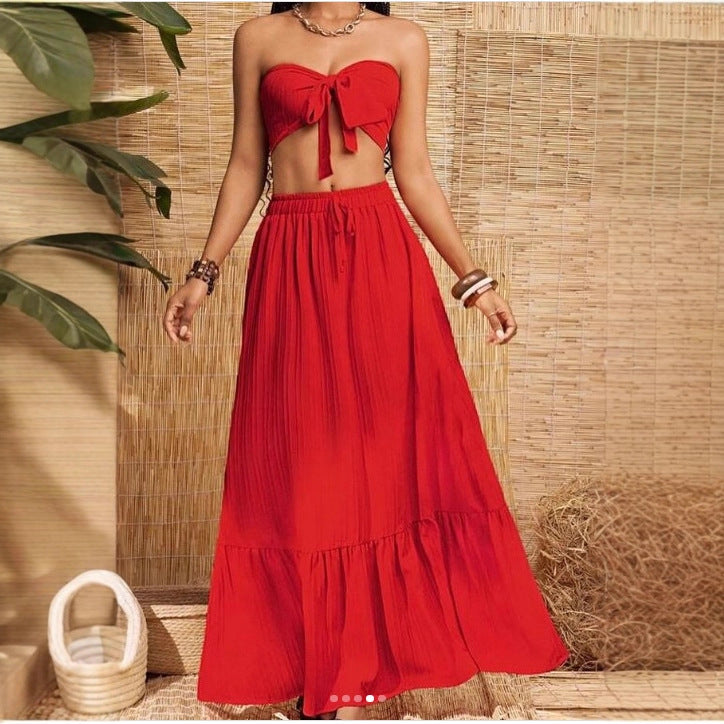 Damen Bandeau Zweiteiler mit weitem Rock R&B