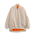 Damen modische Oversized Bomberjacke mit funktionalen Taschen und sportlichem Design R&B