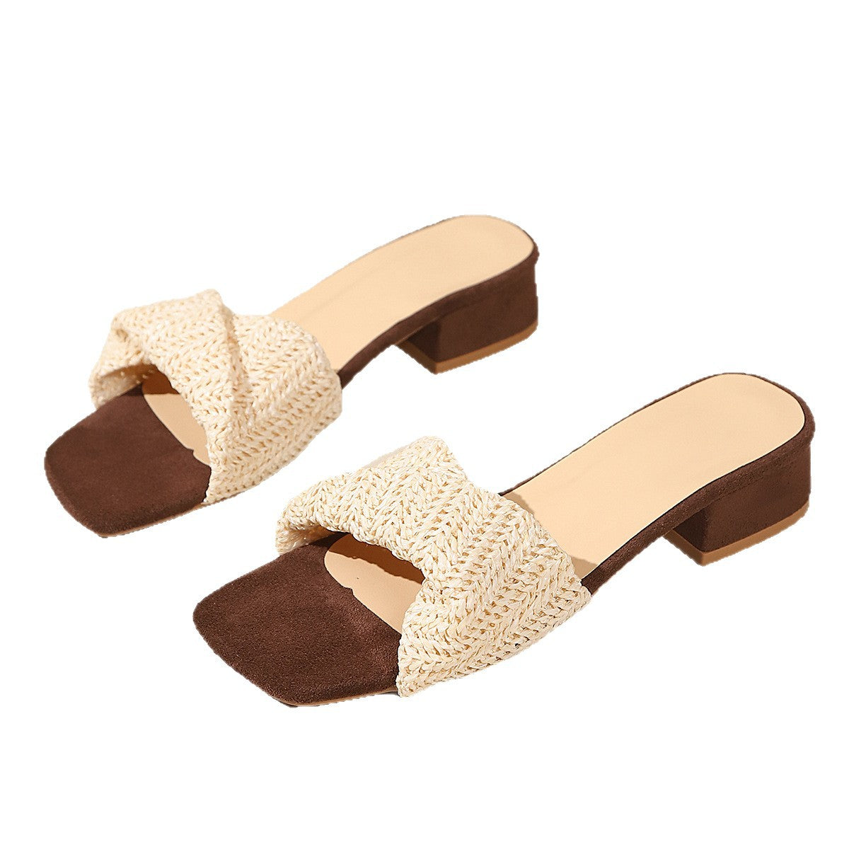 Damen Sandalen mit geflochtenem Riemen und blockiertem Absatz R&B