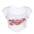 Damen Cropped Top mit kreativem Schmetterlingsdesign R&B