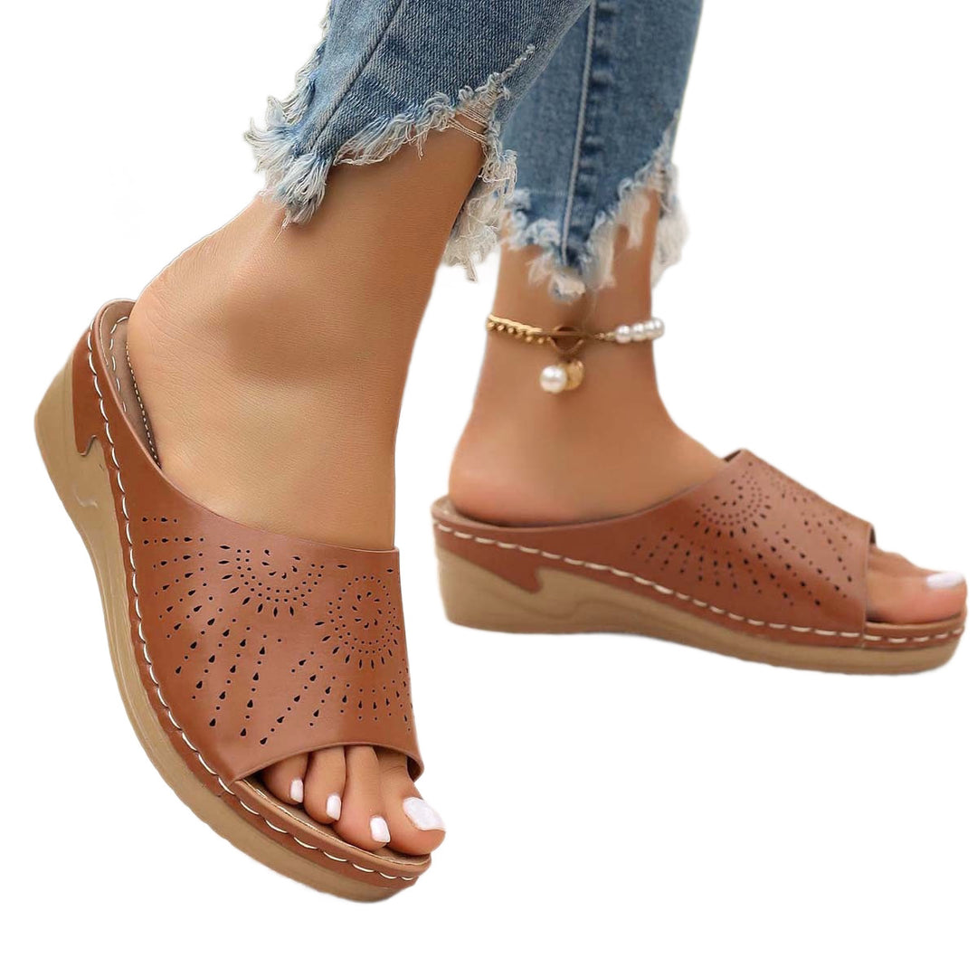 Damen Wedge-Pantoletten mit Atmungsaktivem Perforationsdesign R&B