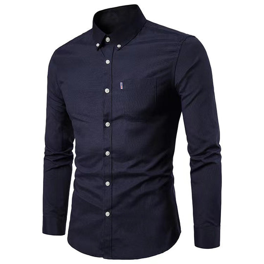 Herren nan tailliertes Oxford-Hemd mit Button-Down-Kragen und Brusttasche R&B