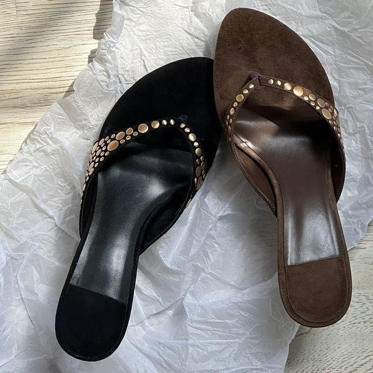 Damen elegante Pantolette mit schimmernden Akzenten R&B