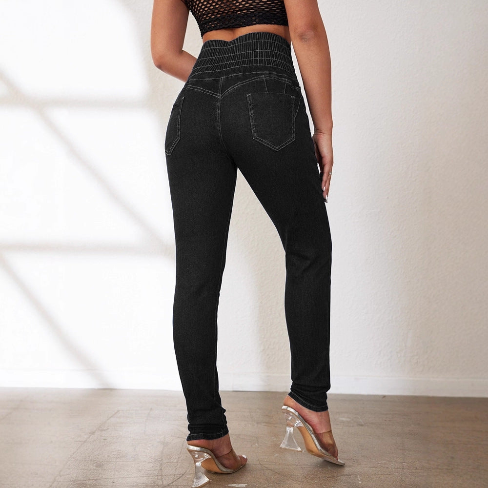 Damen Hochtaillierte Jeans mit Schnürdetails R&B