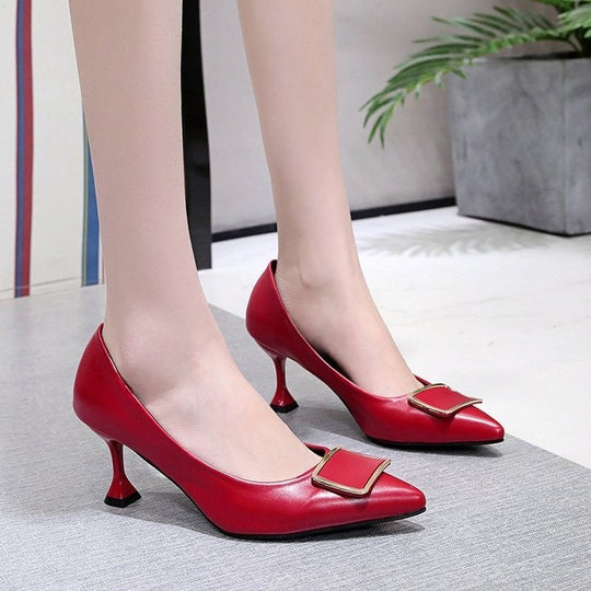 Damen elegante Stiletto-Pumps mit modischer Schnalle R&B