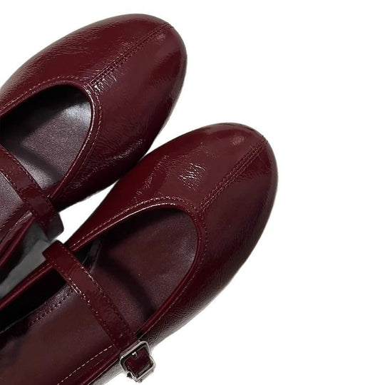 Damen Ballerinas mit verstellbarem Riemen und glänzender Oberfläche R&B