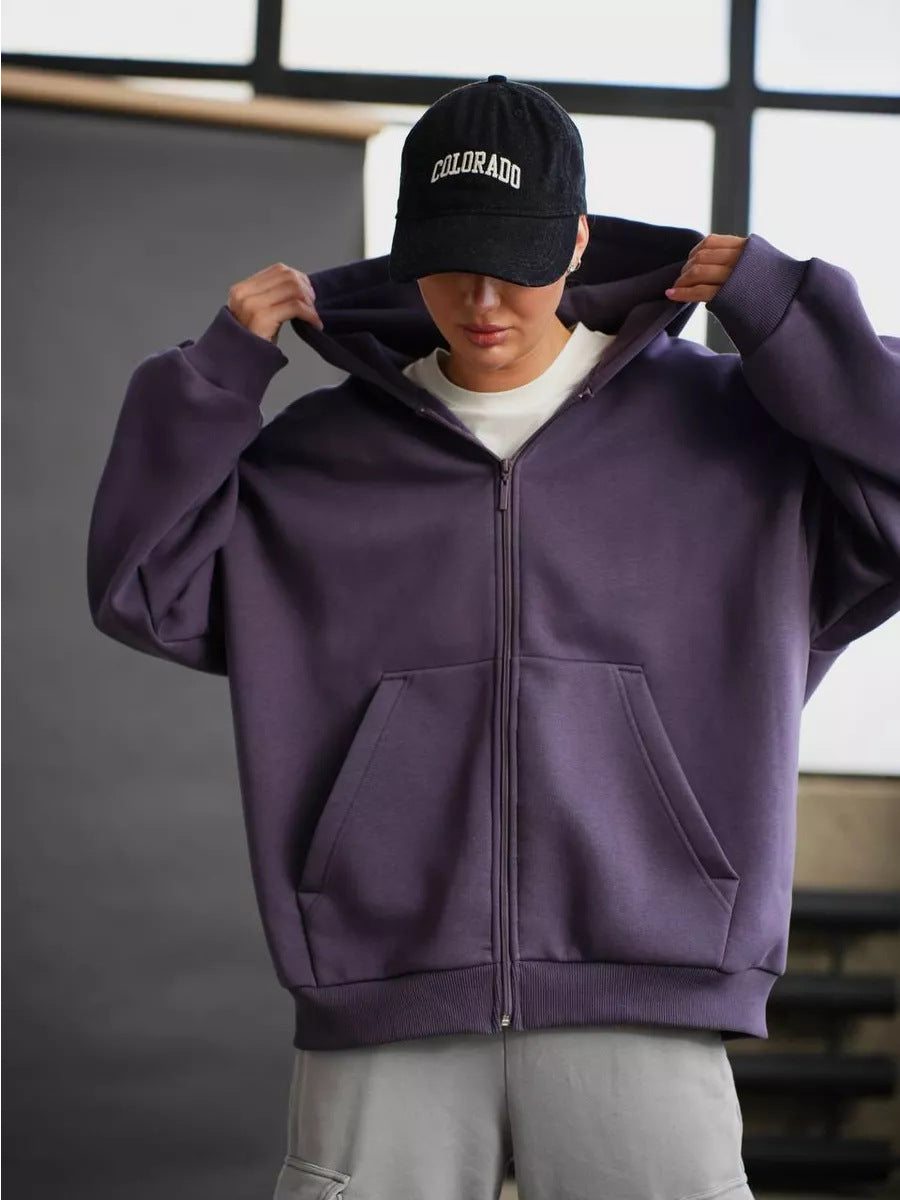 Damen lässiger Kapuzenjacke mit praktischem Reißverschluss und großen Taschen R&B