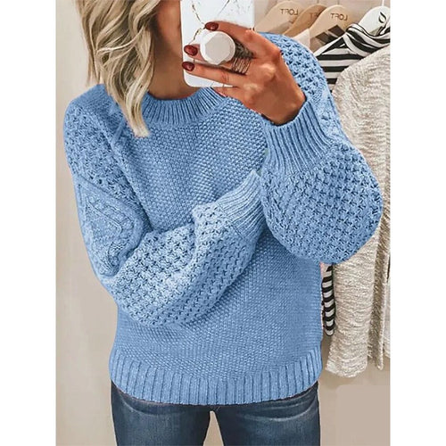 Damen Strickpullover mit voluminösen Ärmeln und strukturierter Oberfläche R&B