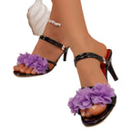 Damen Elegante High-Heel Sandalen mit floralen Applikationen R&B