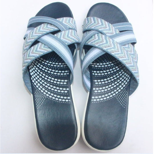 Damen bequeme Riemensandalen mit elastischen Trägern und komfortabler Dämpfung R&B