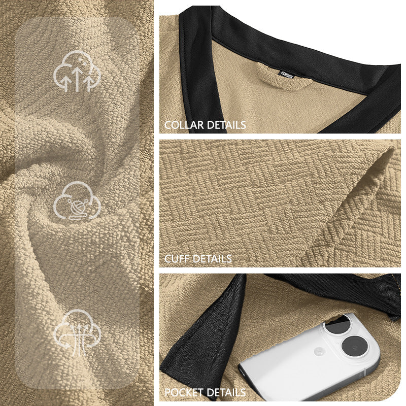 Herren nan leichter Baumwoll-Kimonobademantel mit Waffelstruktur und aufgesetzten Taschen R&B