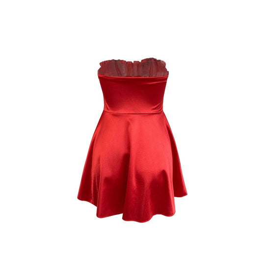 Damen trägerloses Minikleid mit Raffungen und figurschmeichelndem Schnitt R&B