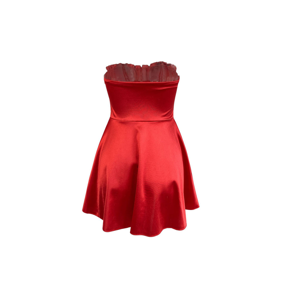 Damen Sommerliches Minikleid mit tailliertem Oberteil und schwingendem Rock R&B