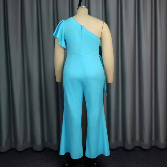 Damen eleganter Jumpsuit mit asymmetrischem Design und floraler Applikation R&B