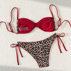 Damen Push-Up Bikini mit elegantem Animal-Print und verstellbaren Trägern R&B