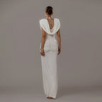 Damen Elegantes Maxikleid mit tiefem V-Ausschnitt und raffinierten Drapierungen