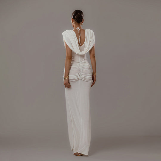 Damen Elegantes Maxikleid mit tiefem V-Ausschnitt und raffinierten Drapierungen R&B