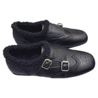 Damen elegante Mokassins mit warmem Fleecefutter und modischen Schnallen R&B