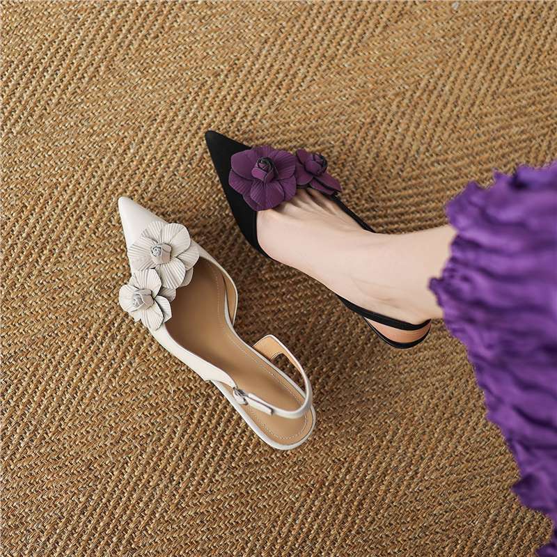 Damen Slingback Ballerinas mit floralen Akzenten R&B