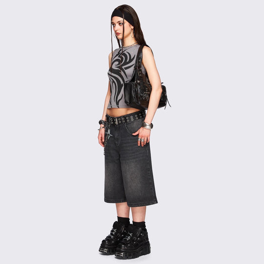 Damen Figurbetontes Top mit grafischem Design R&B