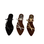 Damen flache Riemchensandalen mit elegantem Blockabsatz R&B