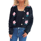 Damen Strickjacke mit floralen Applikationen und weichem Material R&B