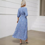 Damen Maxikleid mit floralen Mustern und seitlichem Schlitz R&B