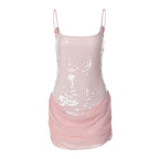 Damen Elegantes Minikleid mit Pailletten und Raffungen R&B