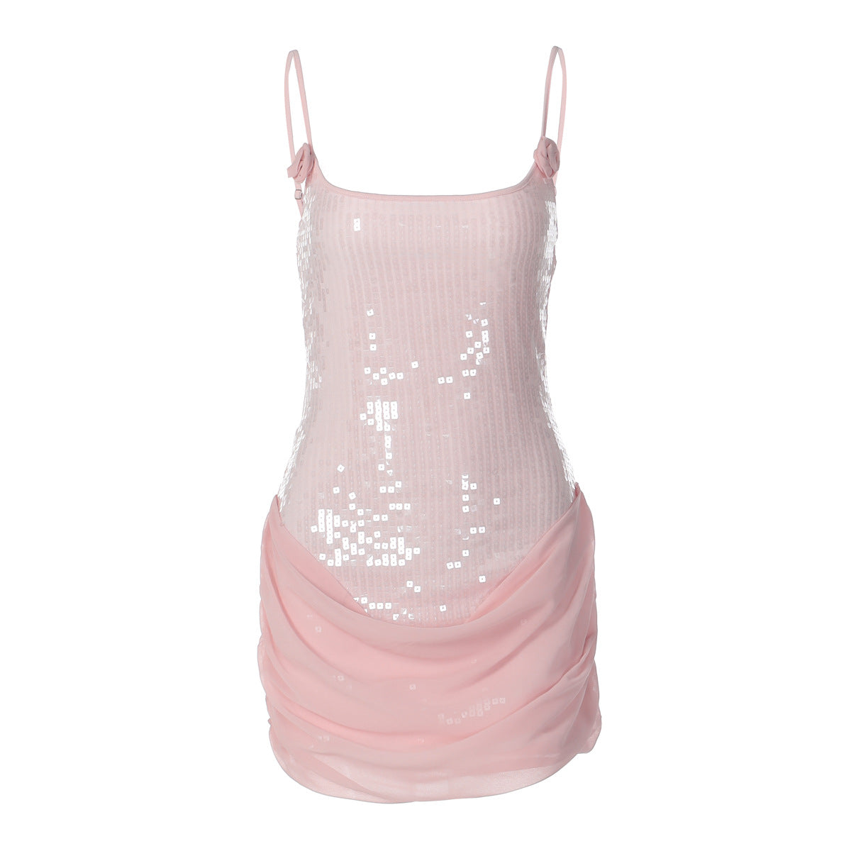 Damen Elegantes Minikleid mit Pailletten und Raffungen R&B